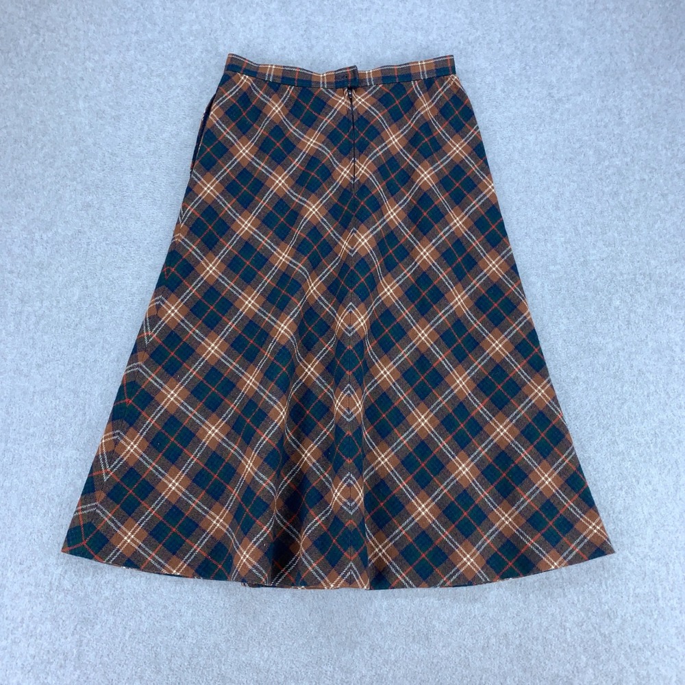 Young Pendleton Plaid Skirt Kids 26 Brown Vintage Wool A-Line Pockets *Read*
